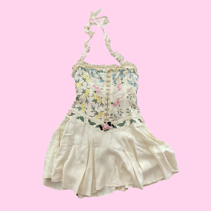 Filly Boo Meadow Halter Mini Dress - Ivory Size L RRP $345