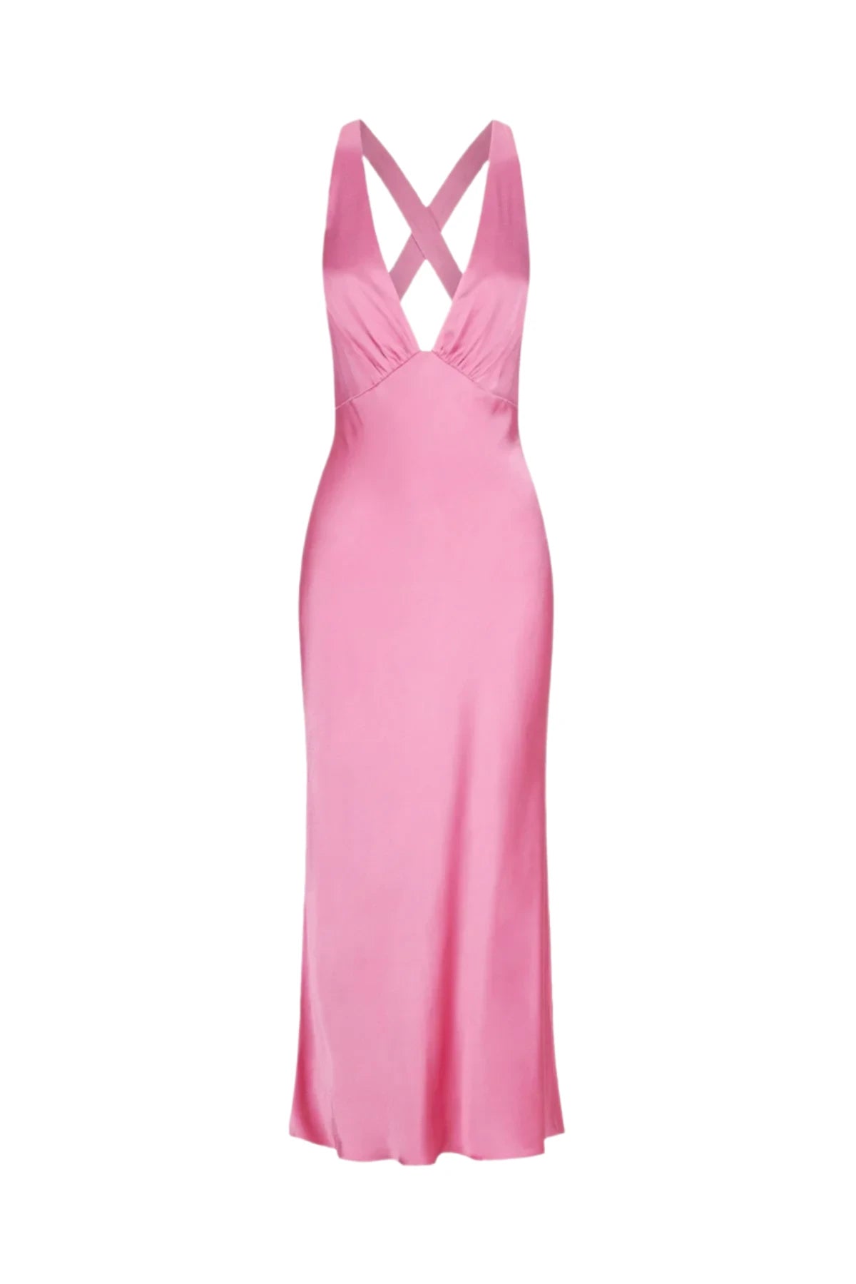 arienzo plunged cross back midi dress - ibis rose