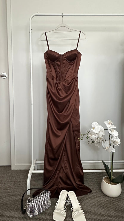 BABYBOO Despina Maxi Dress in Chocolate - Size S RRP $149.95