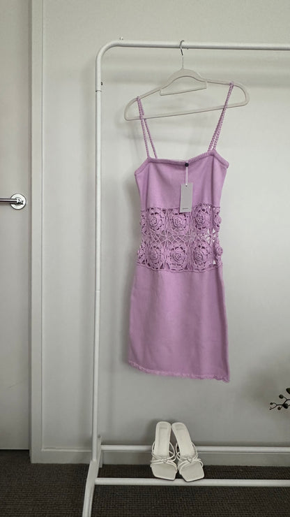 Lover and Friends Ilona Crochet Mini Dress Size S RRP $366