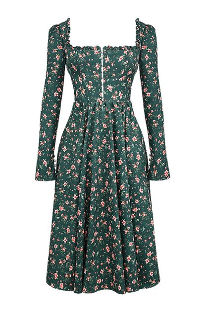 Delia Green Floral Print Midi Dress