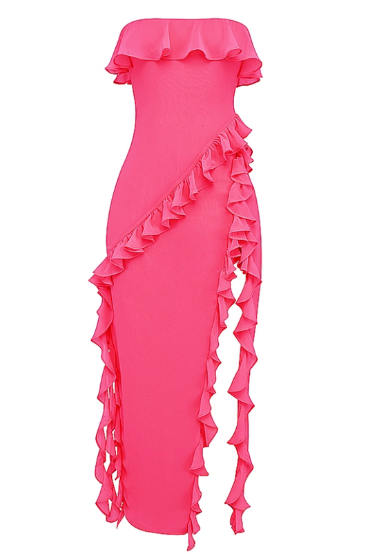 Sarina Fuchsia Ruffle Maxi Dress