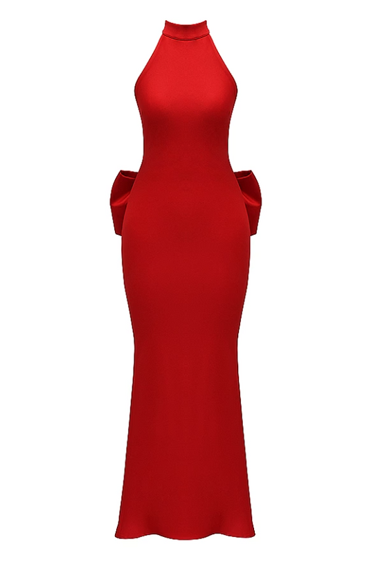 Red Bow Halter Dress