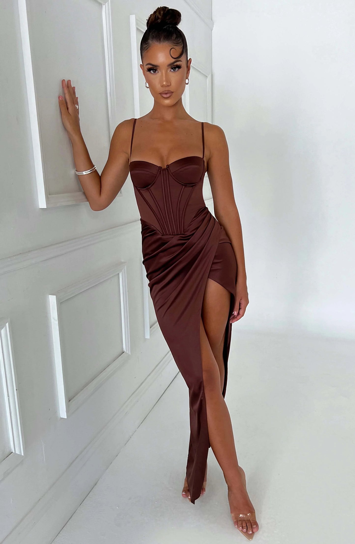 BABYBOO Despina Maxi Dress in Chocolate - Size S RRP $149.95